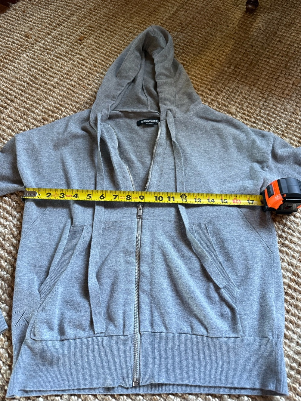 ⚜️ ZADIG & VOLTAIRE GRAY MEDIUM SKULL RHINESTONE ZIP UP HOODIE ⚜️ - Picture 11 of 14